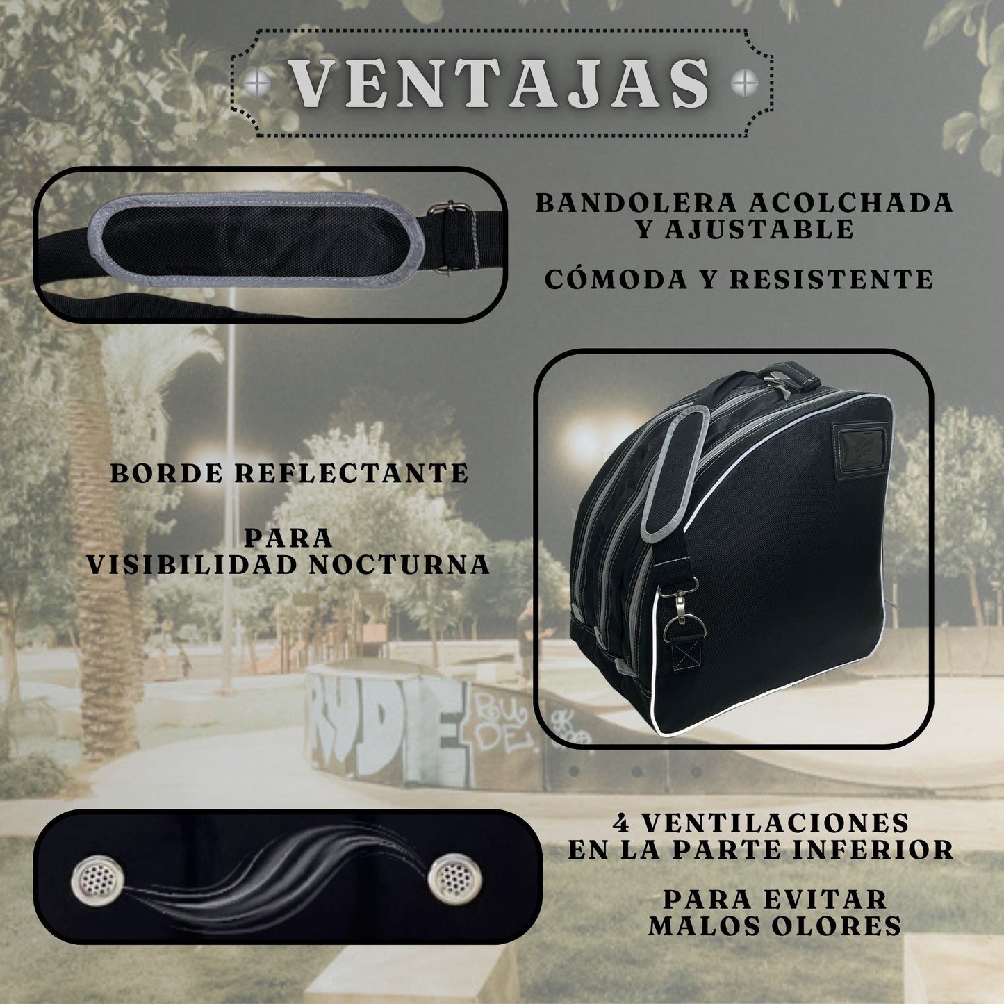Bolsa para patines Negra/Gris